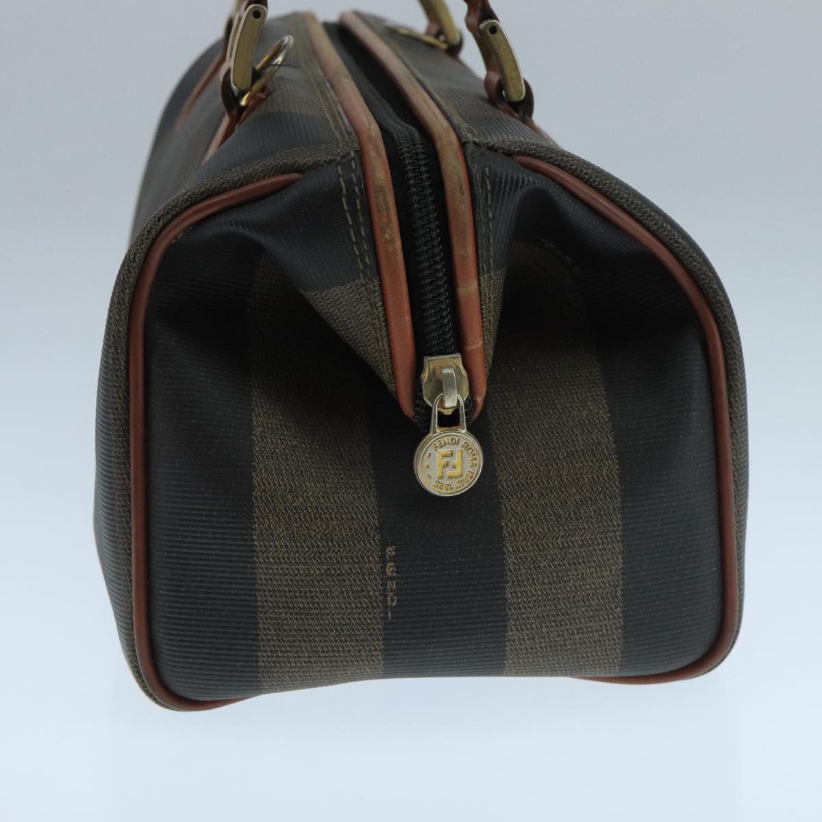 FENDI Pecan Canvas Hand Bag Brown Black ti2610