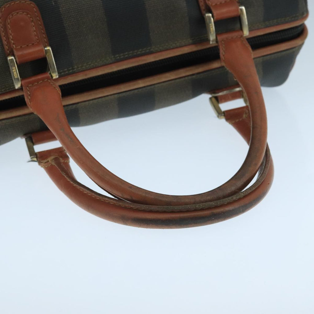 FENDI Pecan Canvas Hand Bag Brown Black ti2610