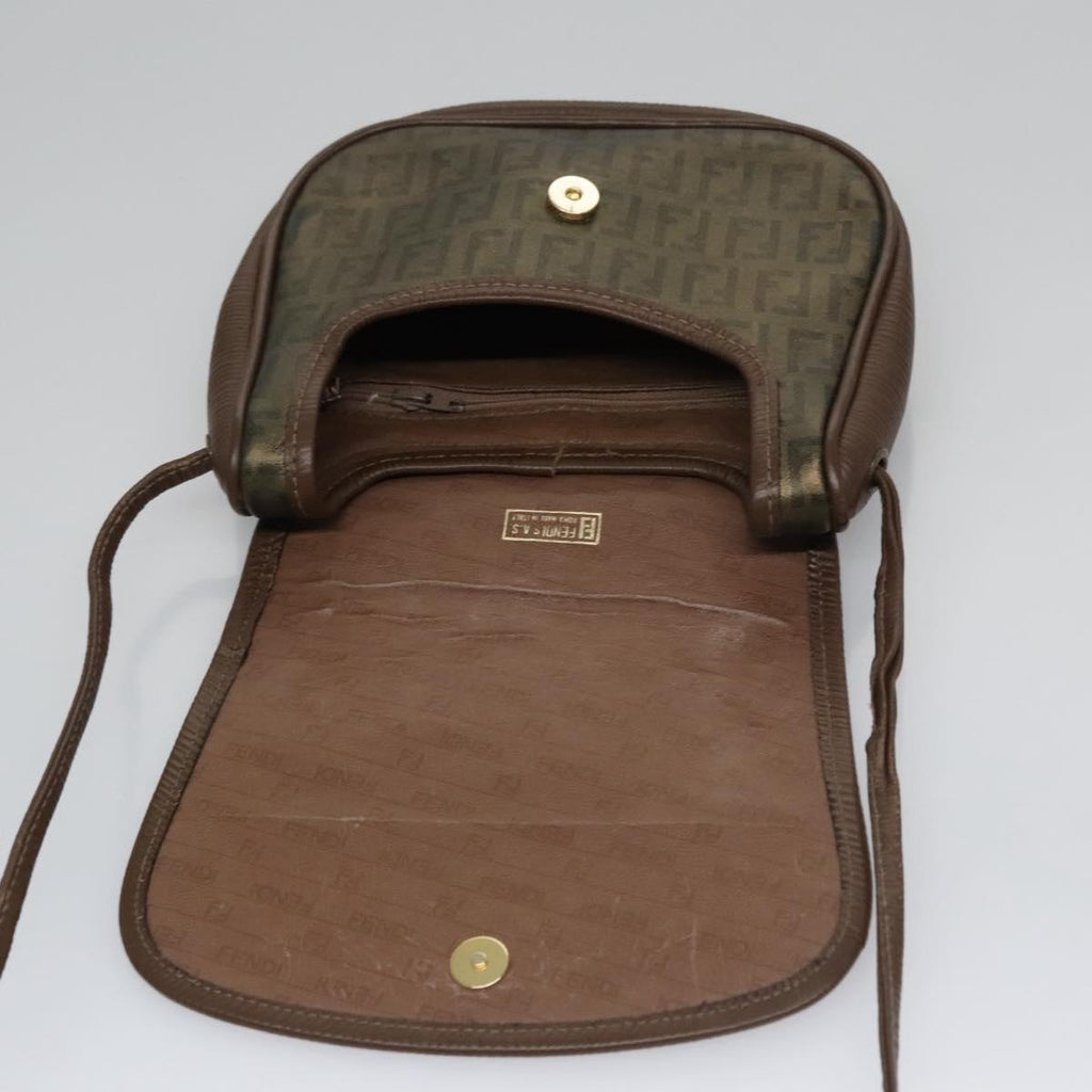 FENDI Zucchino Canvas Shoulder Bag Gold ti2659