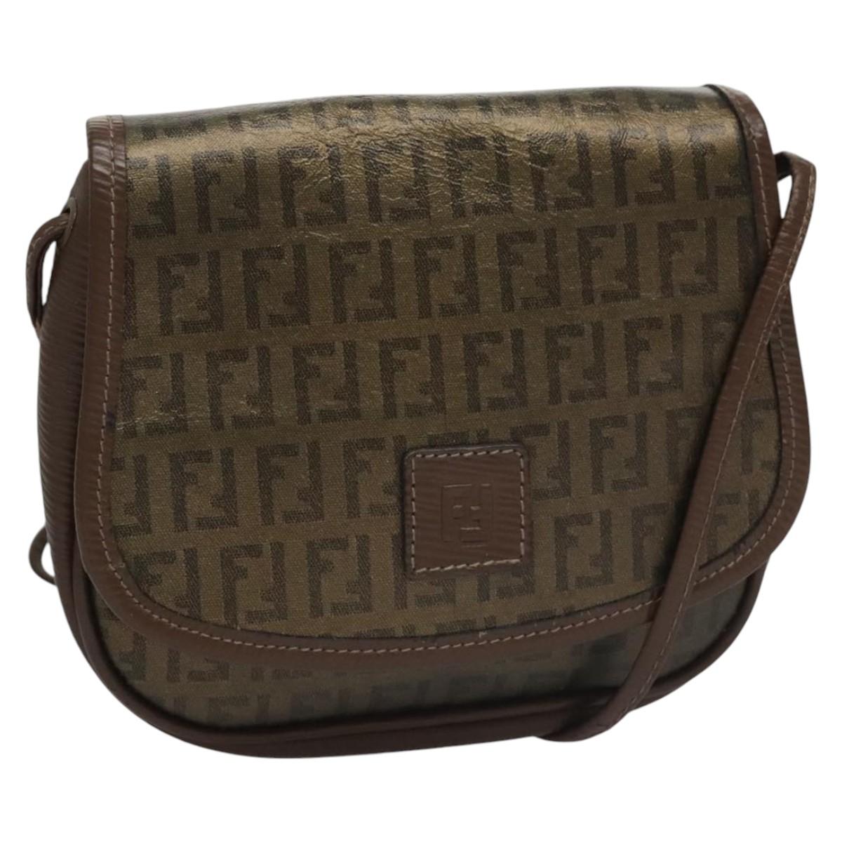 FENDI Zucchino Canvas Shoulder Bag Gold ti2659