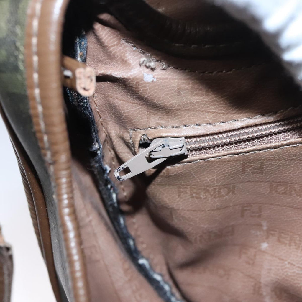 FENDI Zucchino Canvas Shoulder Bag Gold ti2659