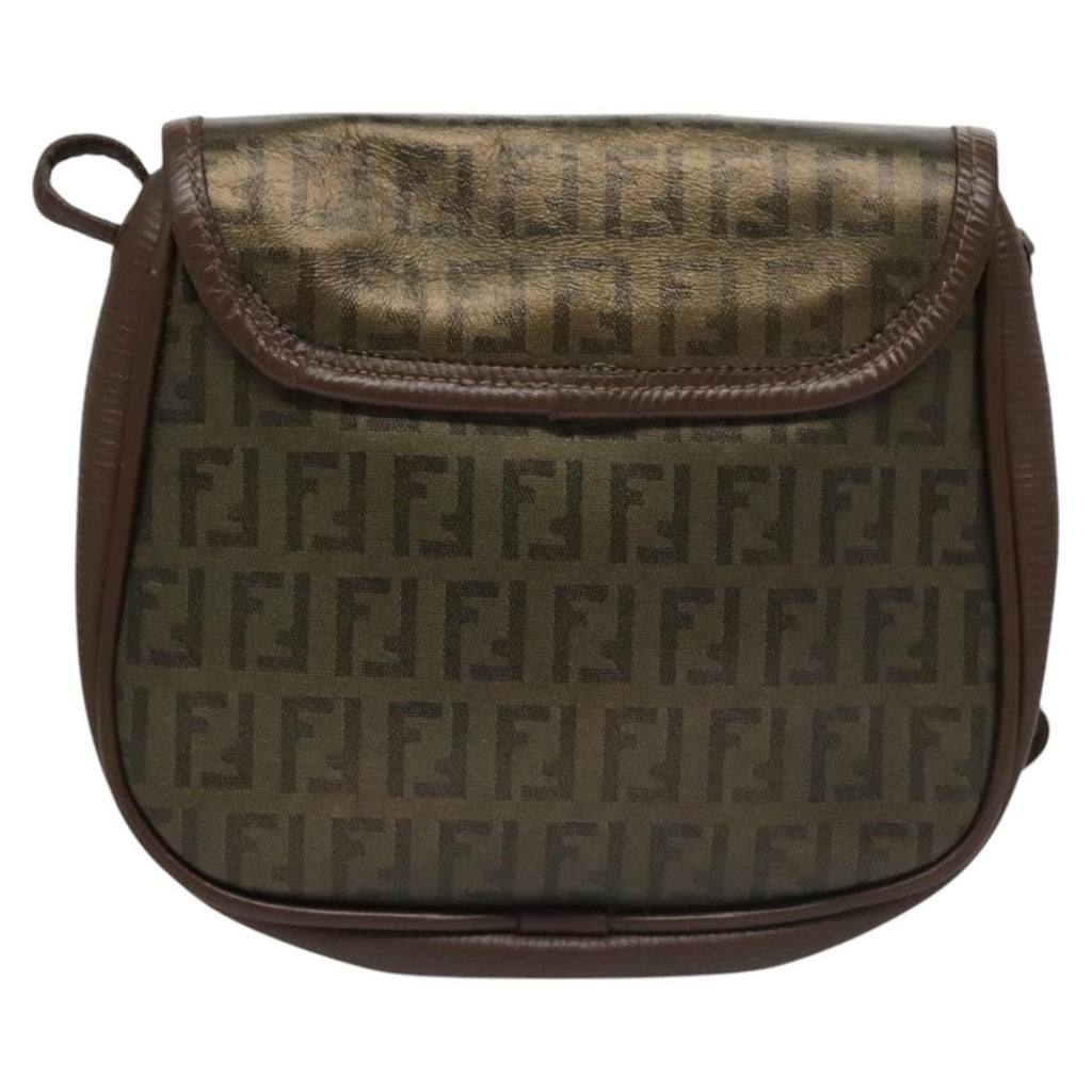 FENDI Zucchino Canvas Shoulder Bag Gold ti2659