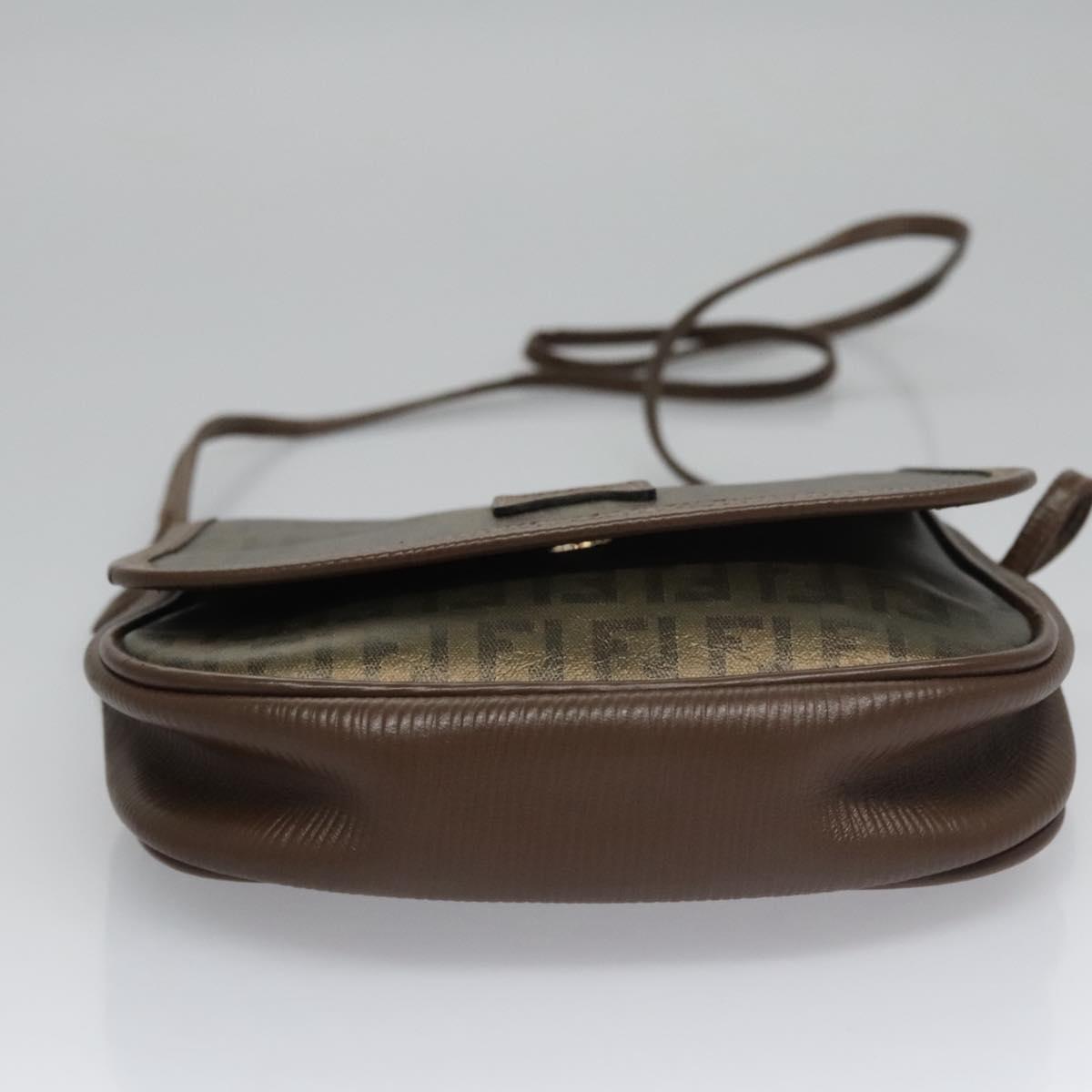 FENDI Zucchino Canvas Shoulder Bag Gold ti2659