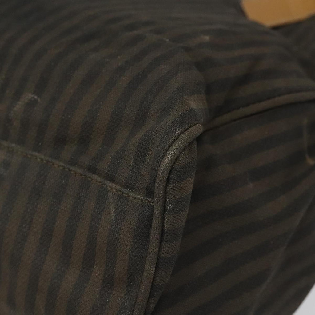 FENDI Pecan Canvas Tote Bag Brown Black ti2660