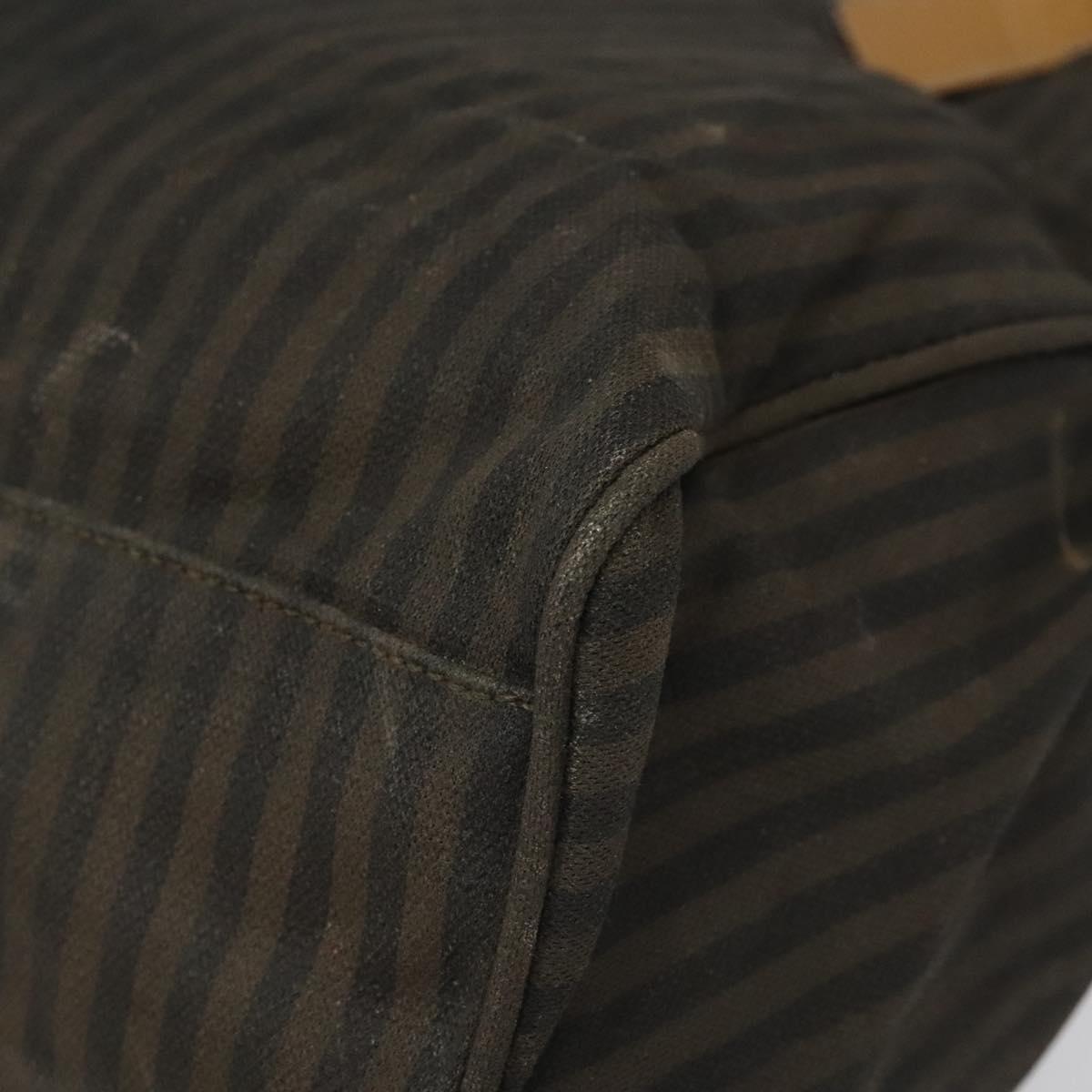 FENDI Pecan Canvas Tote Bag Brown Black ti2660