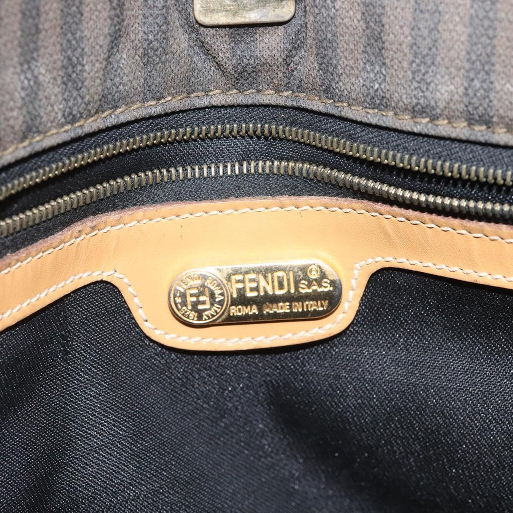 FENDI Pecan Canvas Tote Bag Brown Black ti2660