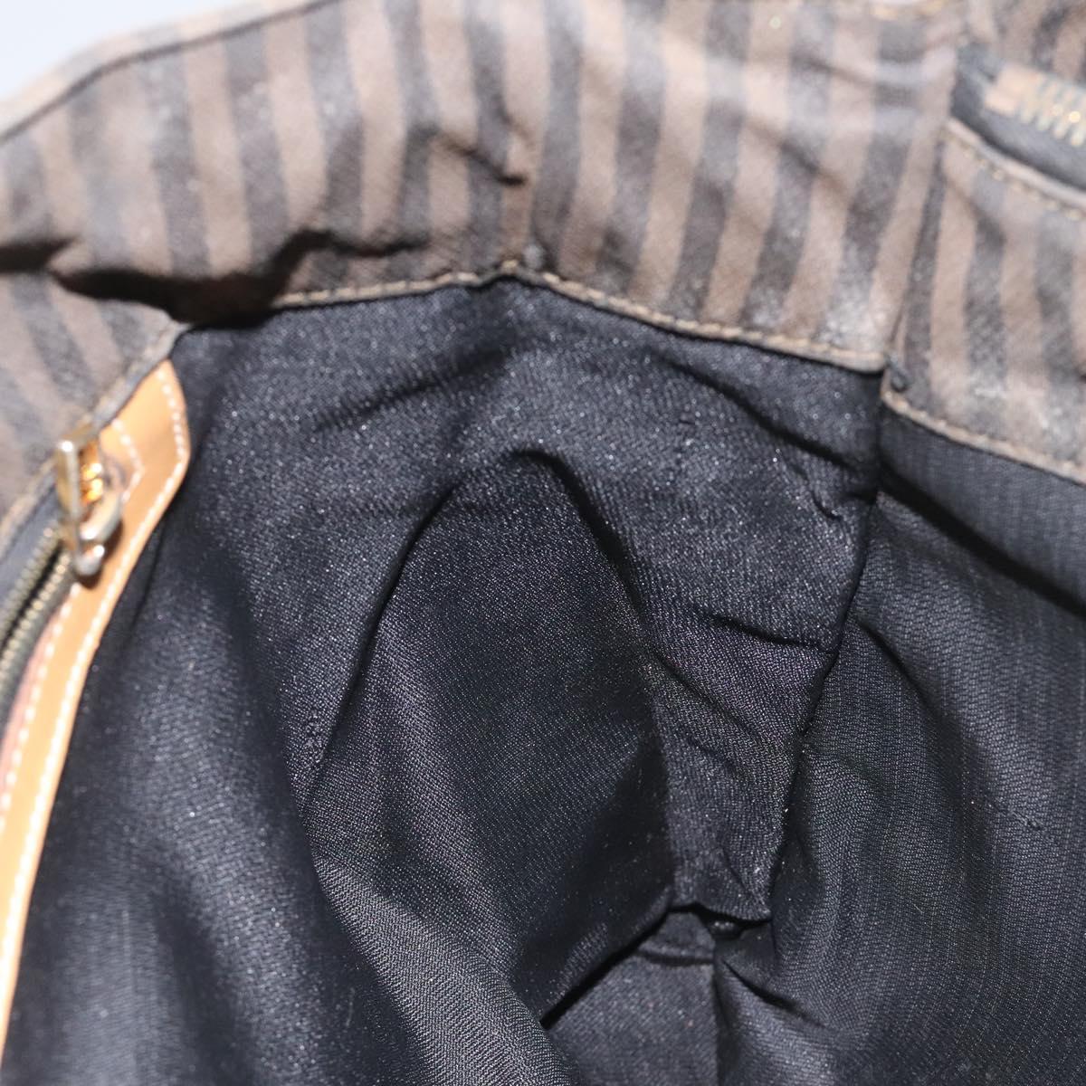 FENDI Pecan Canvas Tote Bag Brown Black ti2660