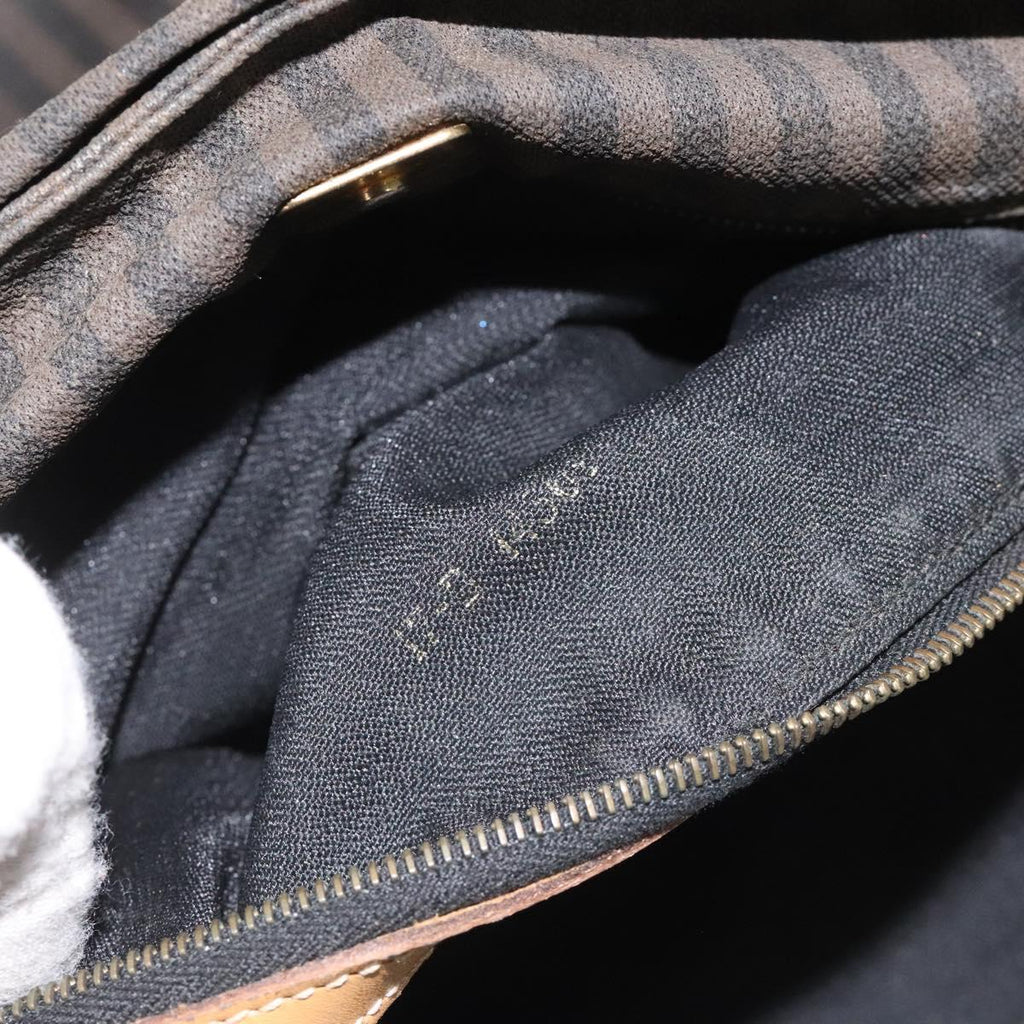 FENDI Pecan Canvas Tote Bag Brown Black ti2660