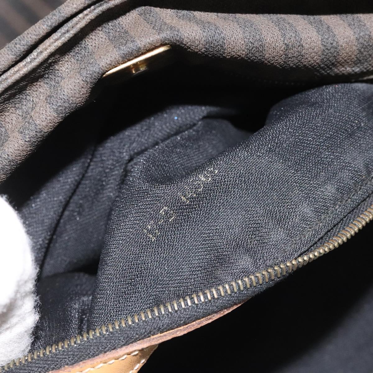 FENDI Pecan Canvas Tote Bag Brown Black ti2660