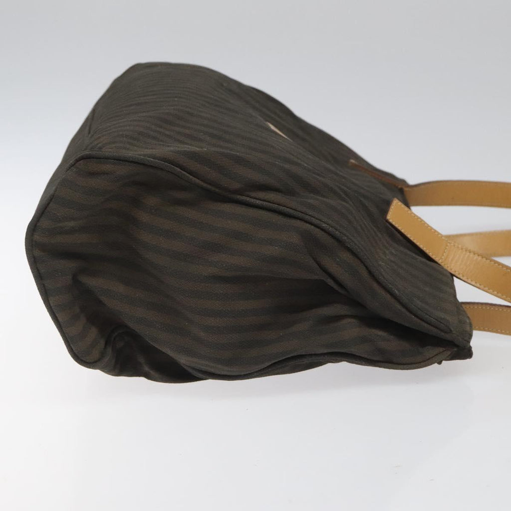FENDI Pecan Canvas Tote Bag Brown Black ti2660