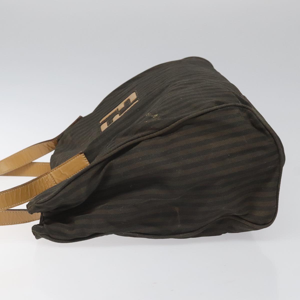 FENDI Pecan Canvas Tote Bag Brown Black ti2660
