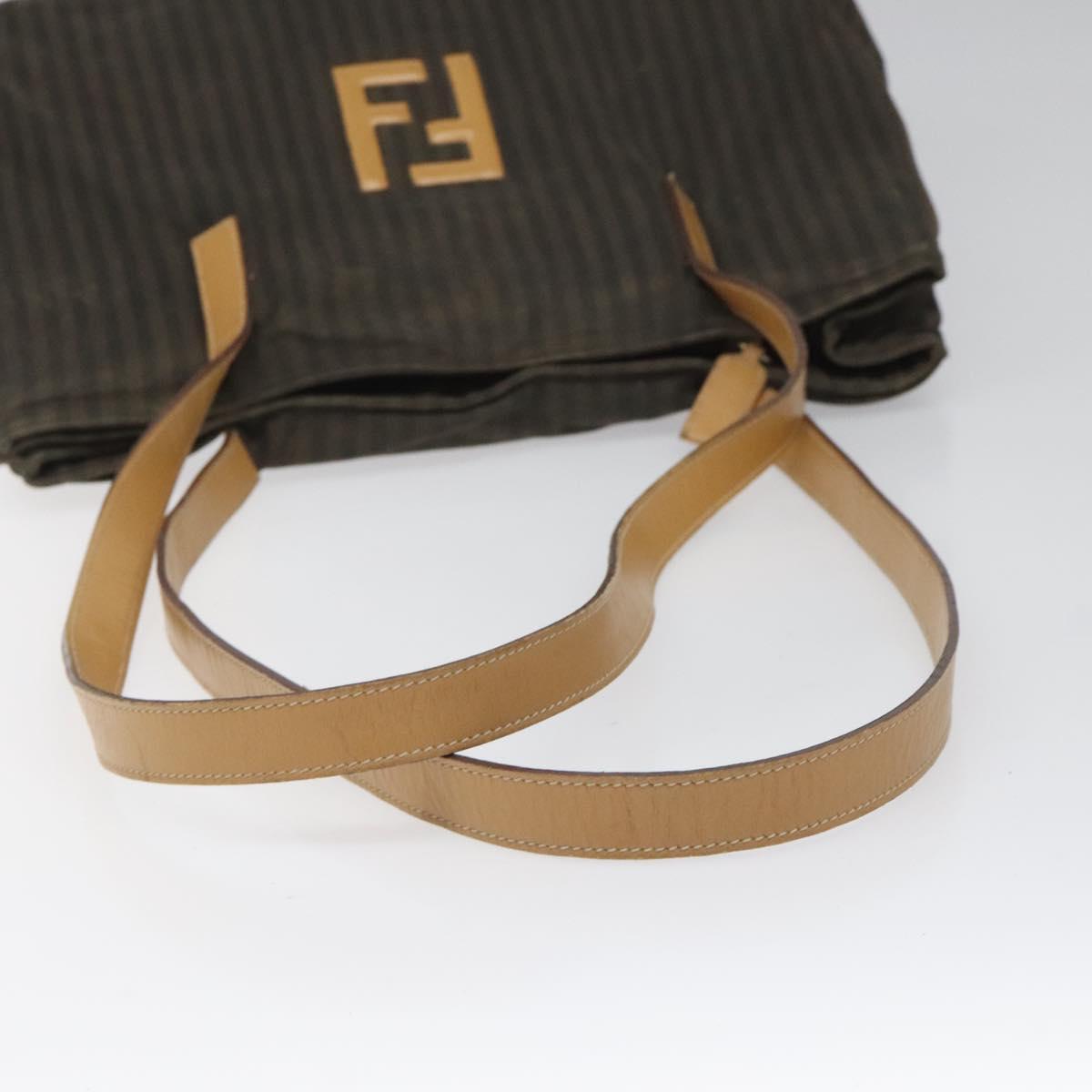 FENDI Pecan Canvas Tote Bag Brown Black ti2660
