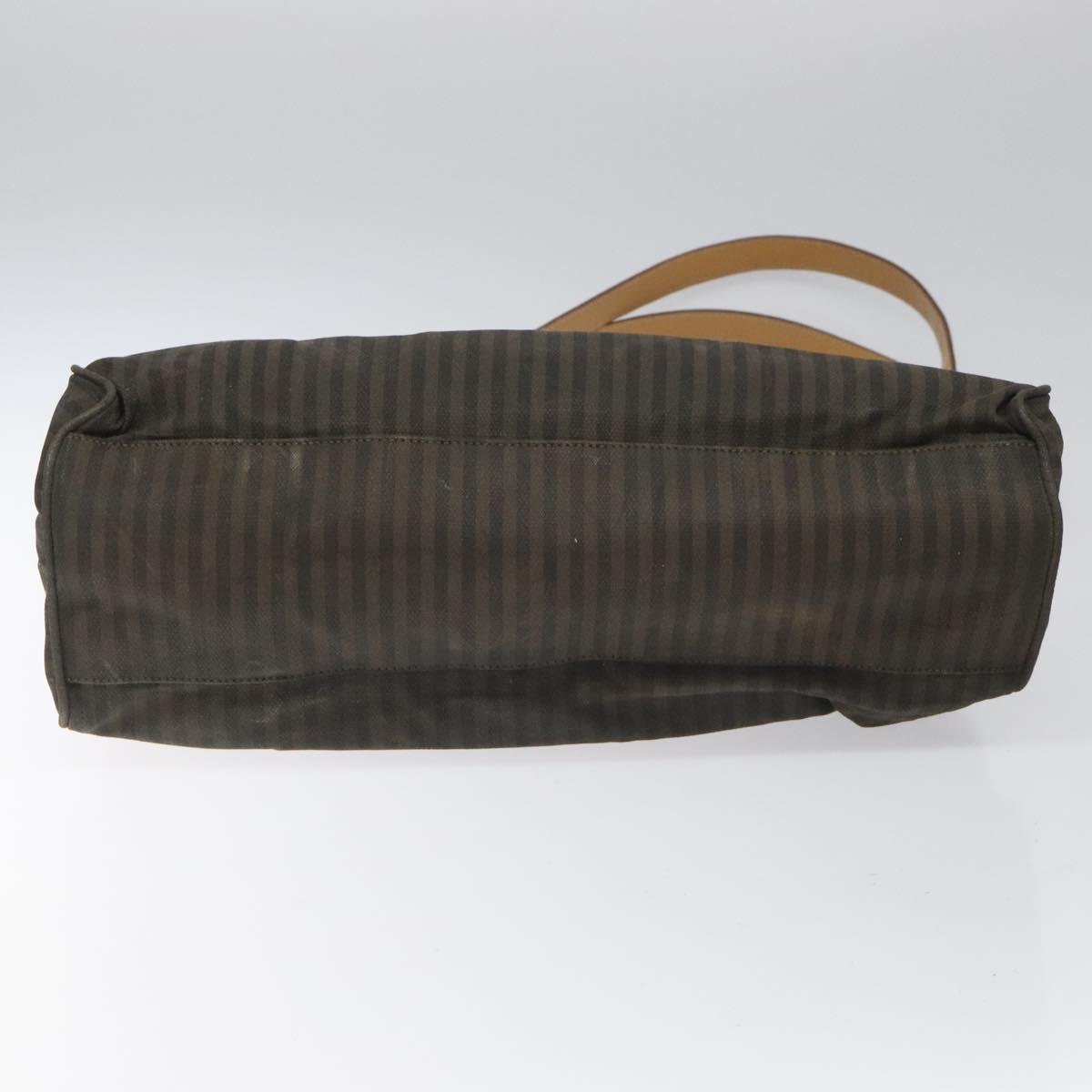 FENDI Pecan Canvas Tote Bag Brown Black ti2660