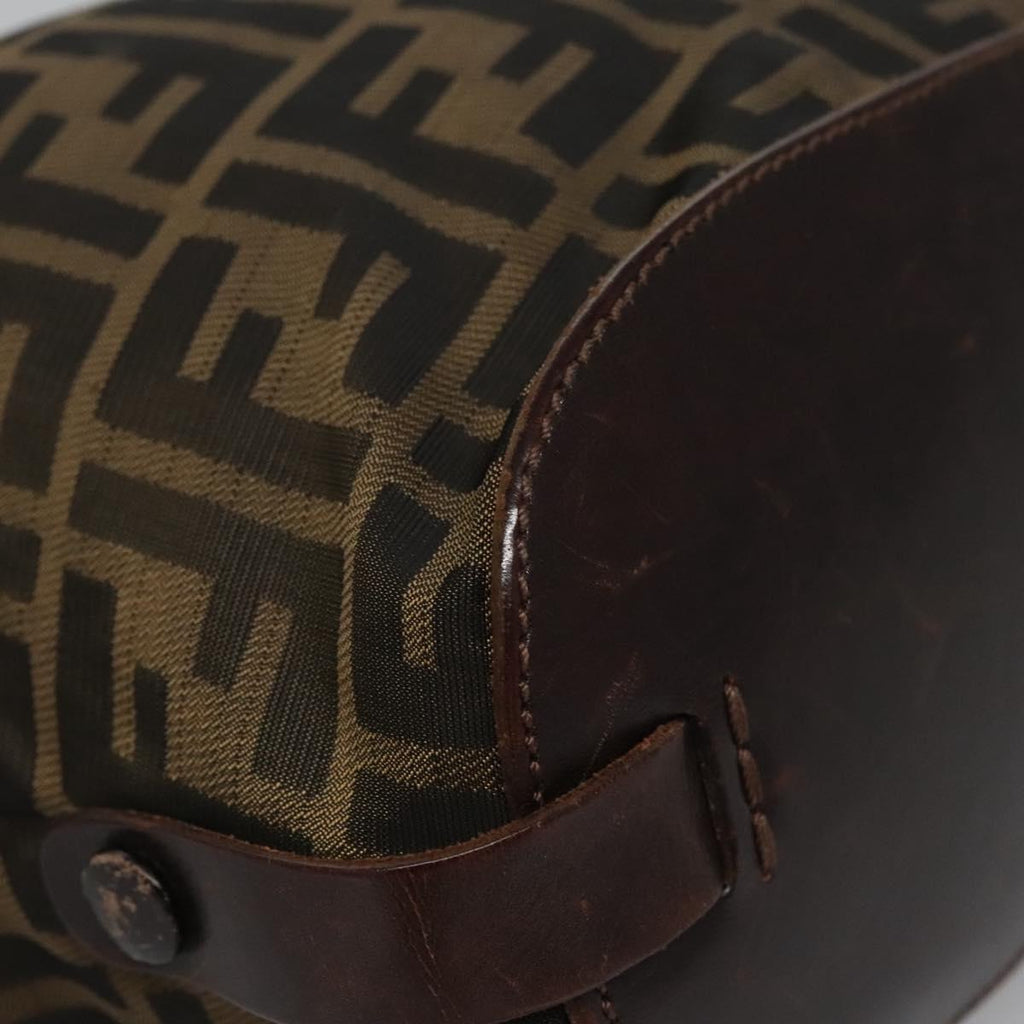 FENDI Zucca Canvas Hand Bag Nylon Brown Khaki ti2667
