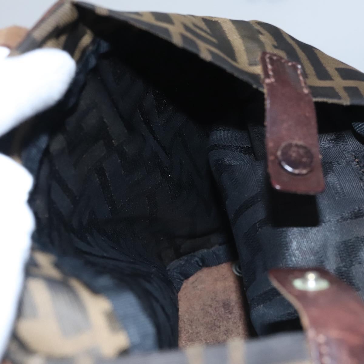 FENDI Zucca Canvas Hand Bag Nylon Brown Khaki ti2667