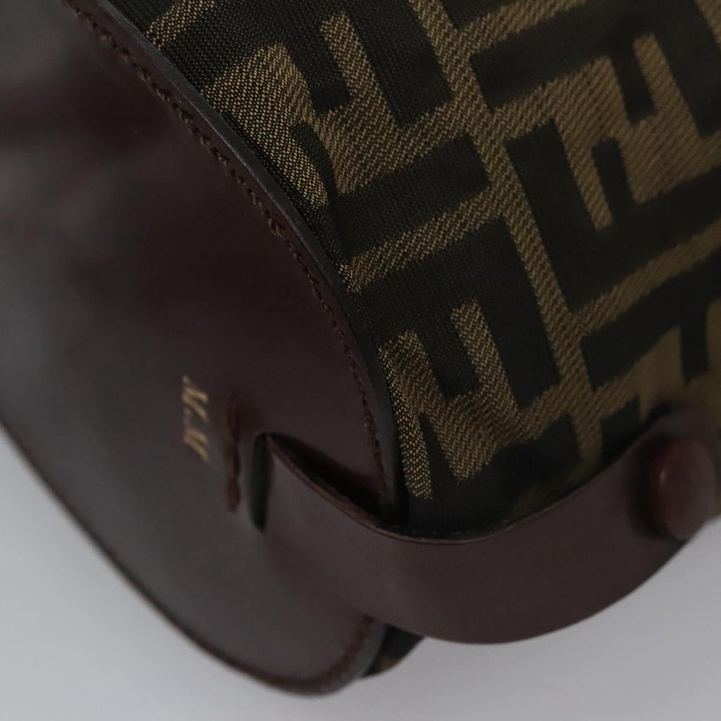 FENDI Zucca Canvas Hand Bag Nylon Brown Khaki ti2668