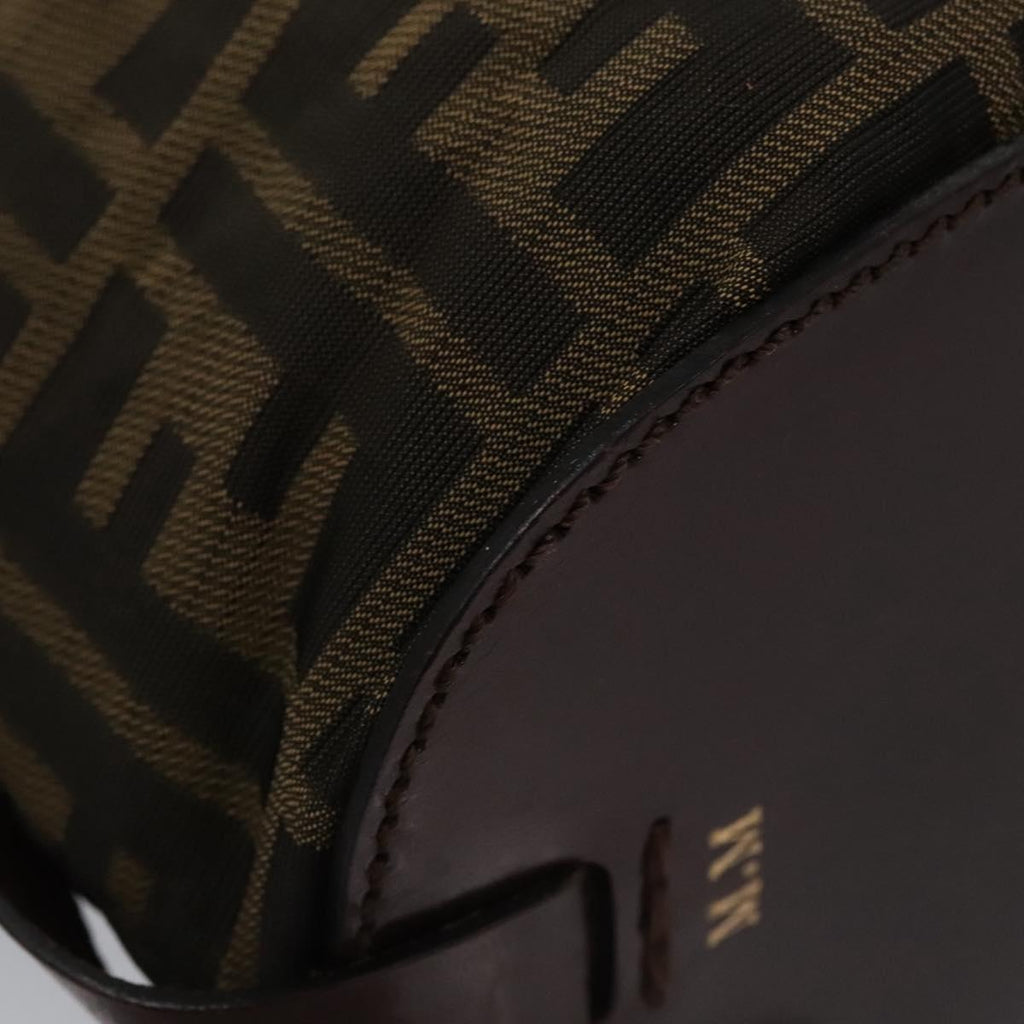 FENDI Zucca Canvas Hand Bag Nylon Brown Khaki ti2668