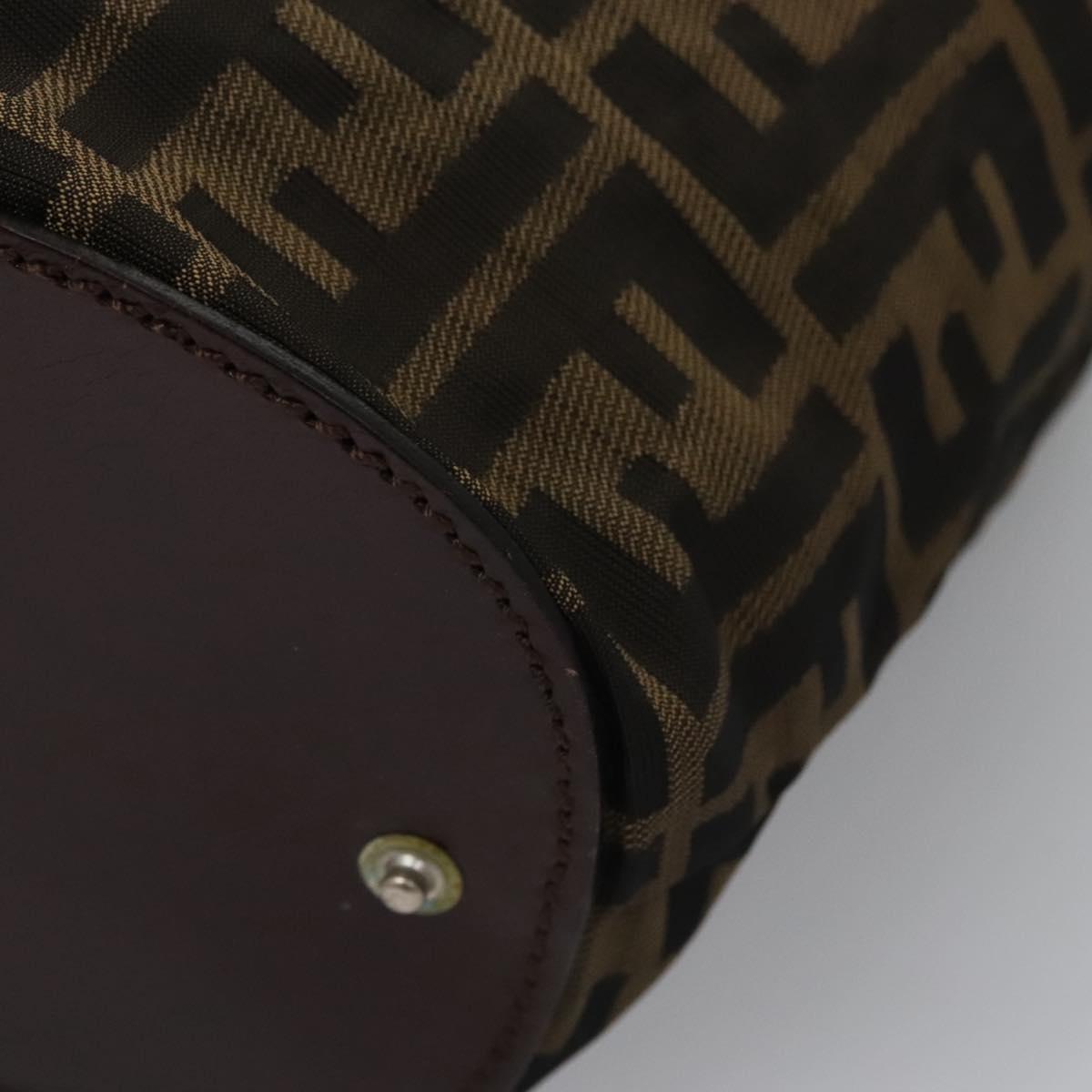 FENDI Zucca Canvas Hand Bag Nylon Brown Khaki ti2668