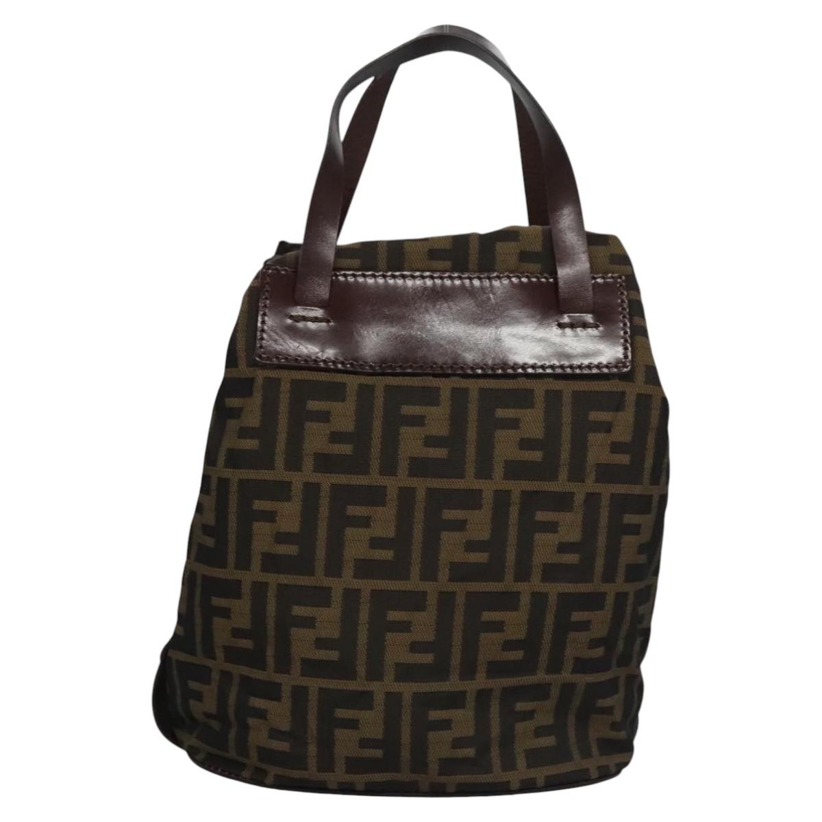 FENDI Zucca Canvas Hand Bag Nylon Brown Khaki ti2668