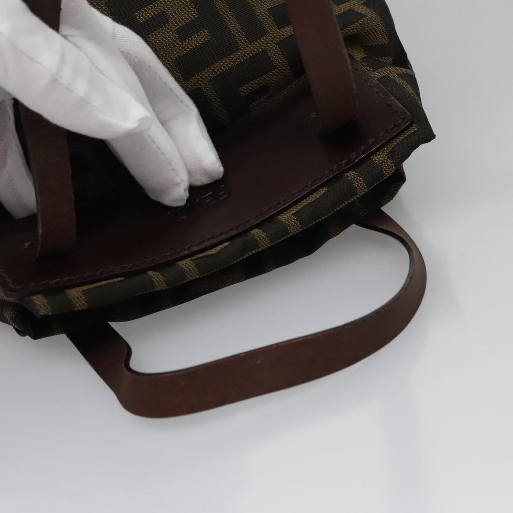 FENDI Zucca Canvas Hand Bag Nylon Brown Khaki ti2668