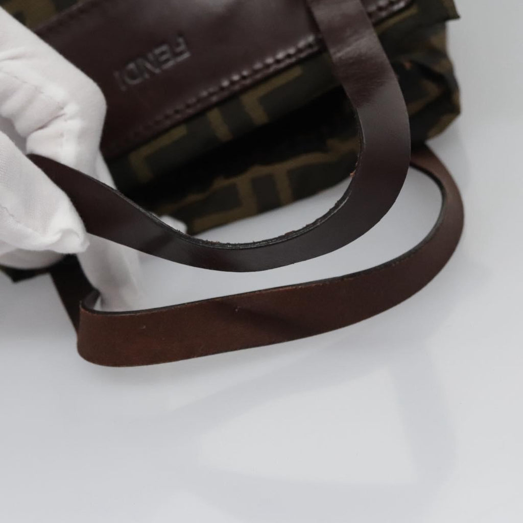 FENDI Zucca Canvas Hand Bag Nylon Brown Khaki ti2668