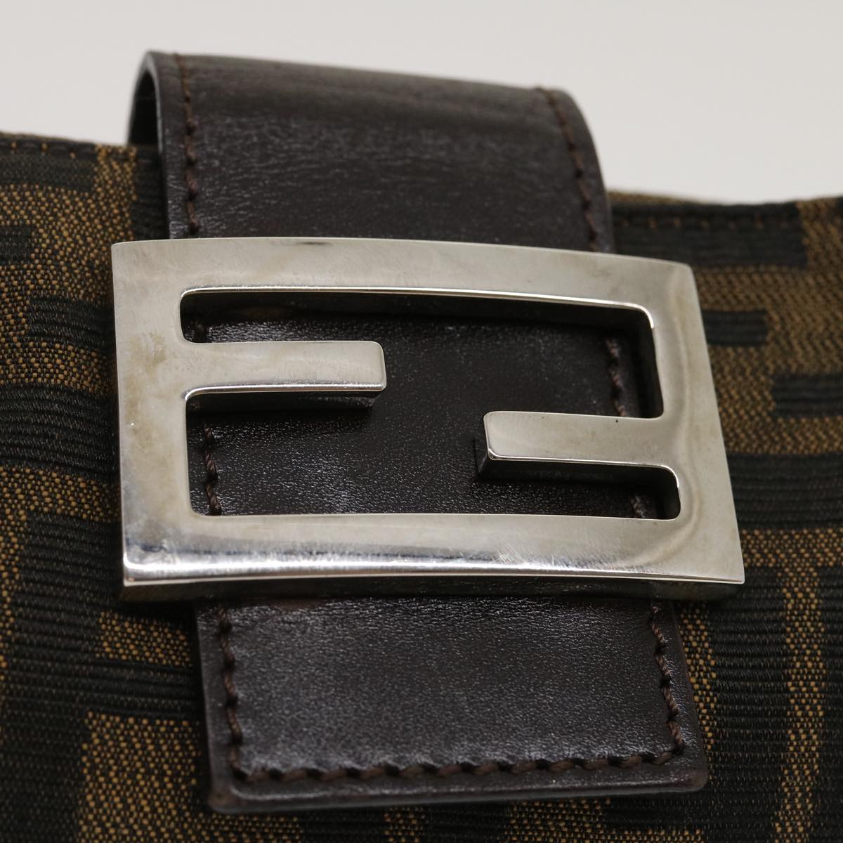FENDI Zucca Canvas Mamma Baguette Shoulder Bag Brown Black ti617