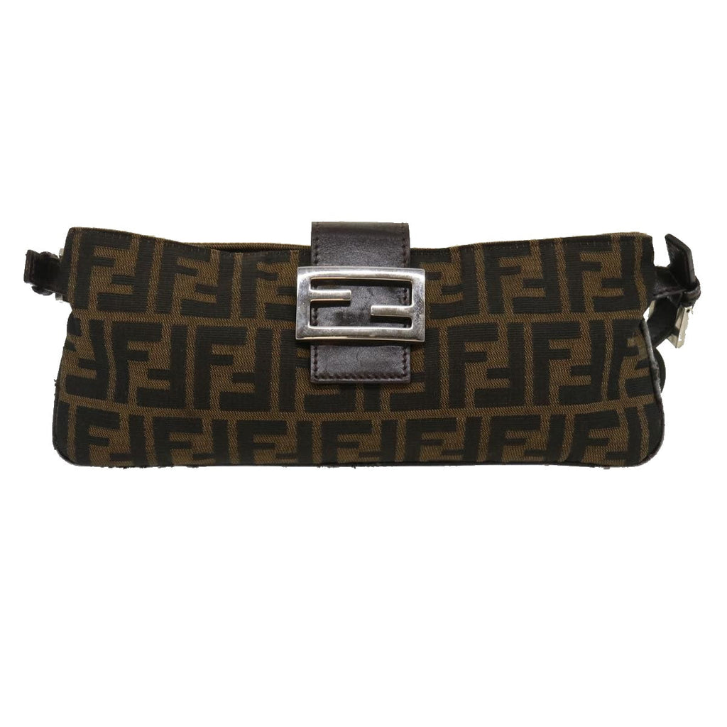 FENDI Zucca Canvas Mamma Baguette Shoulder Bag Brown Black ti617