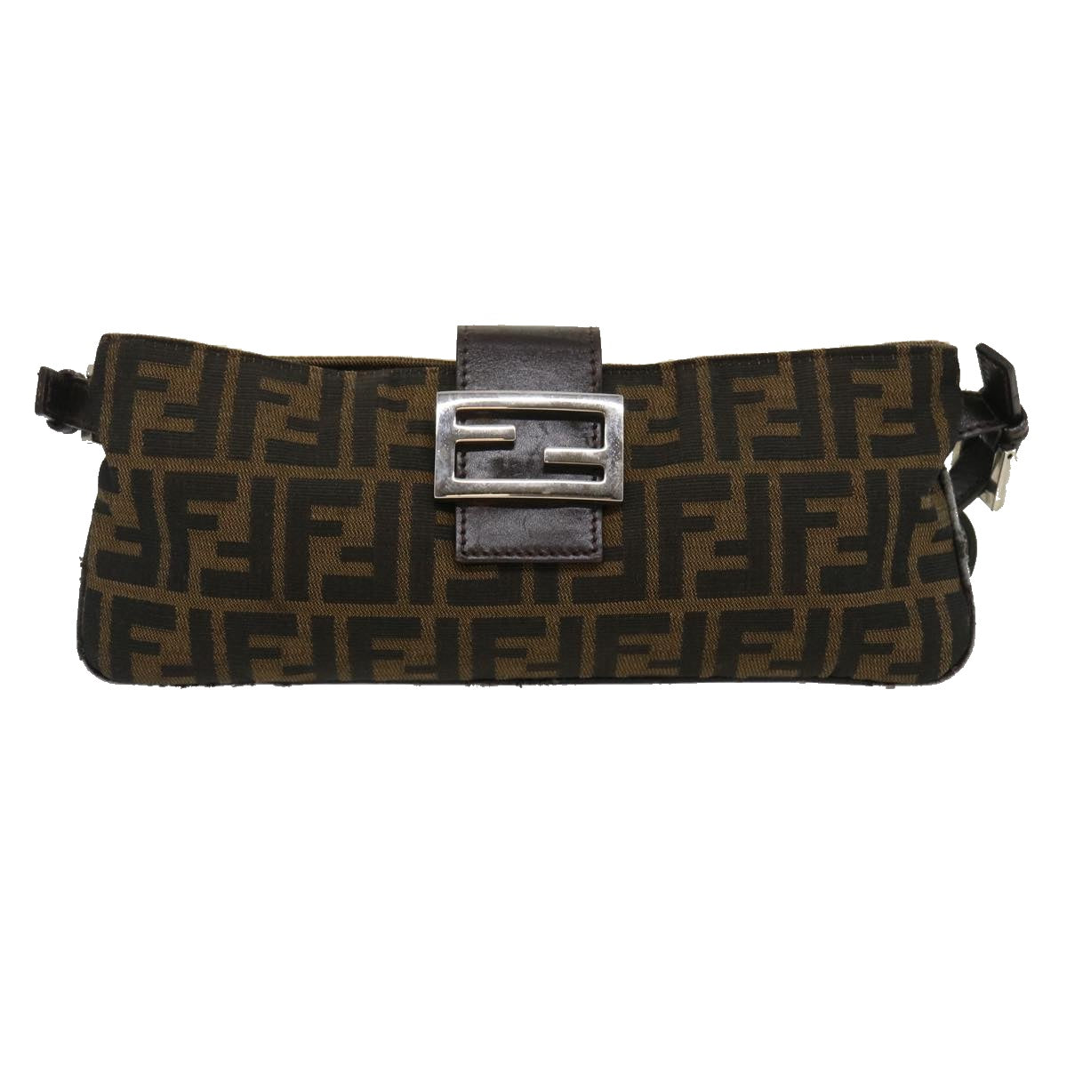 FENDI Zucca Canvas Mamma Baguette Shoulder Bag Brown Black ti617