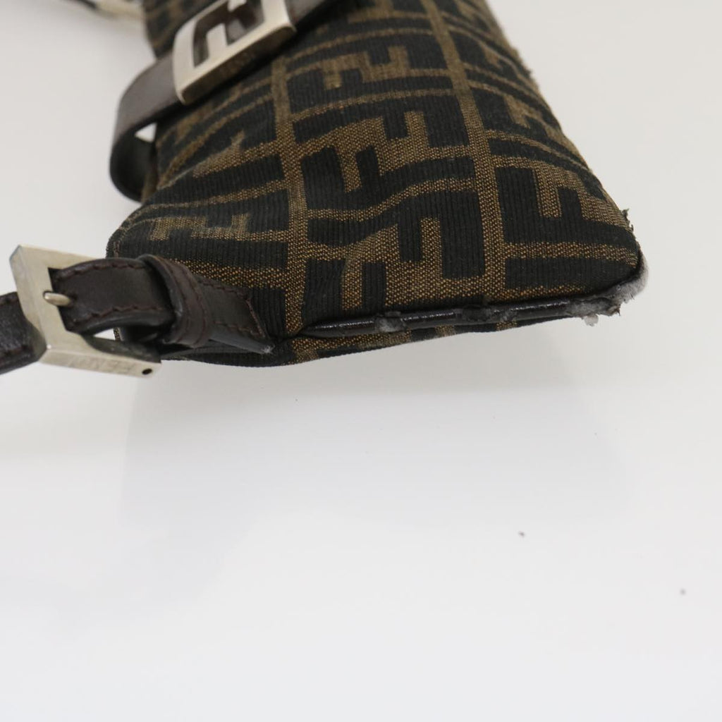 FENDI Zucca Canvas Mamma Baguette Shoulder Bag Brown Black ti617