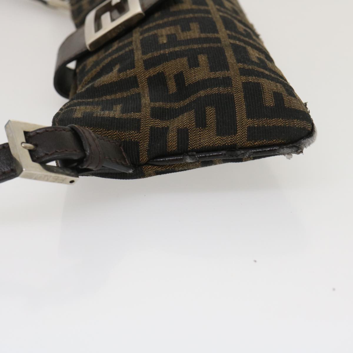 FENDI Zucca Canvas Mamma Baguette Shoulder Bag Brown Black ti617