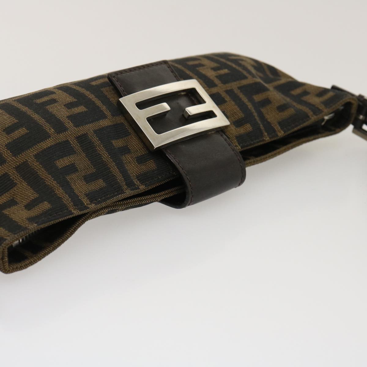 FENDI Zucca Canvas Mamma Baguette Shoulder Bag Brown Black ti617