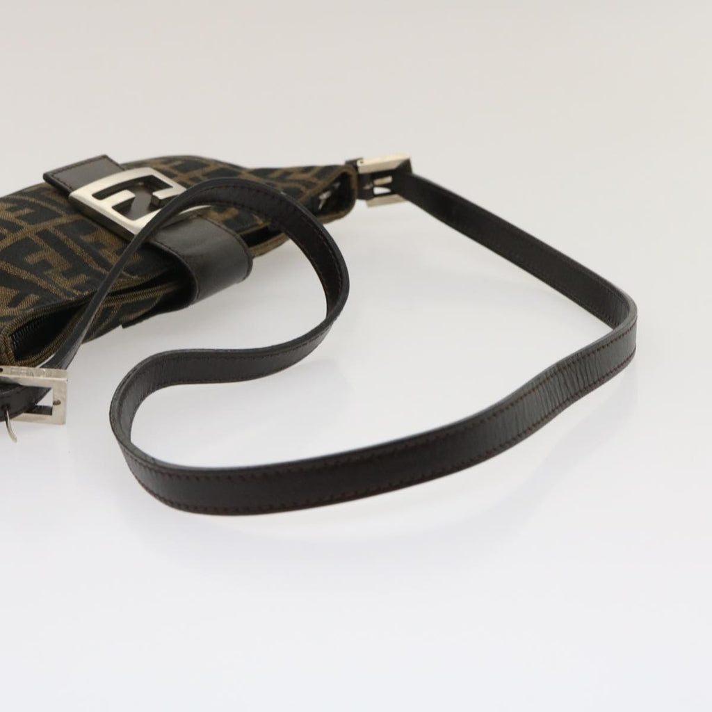 FENDI Zucca Canvas Mamma Baguette Shoulder Bag Brown Black ti617