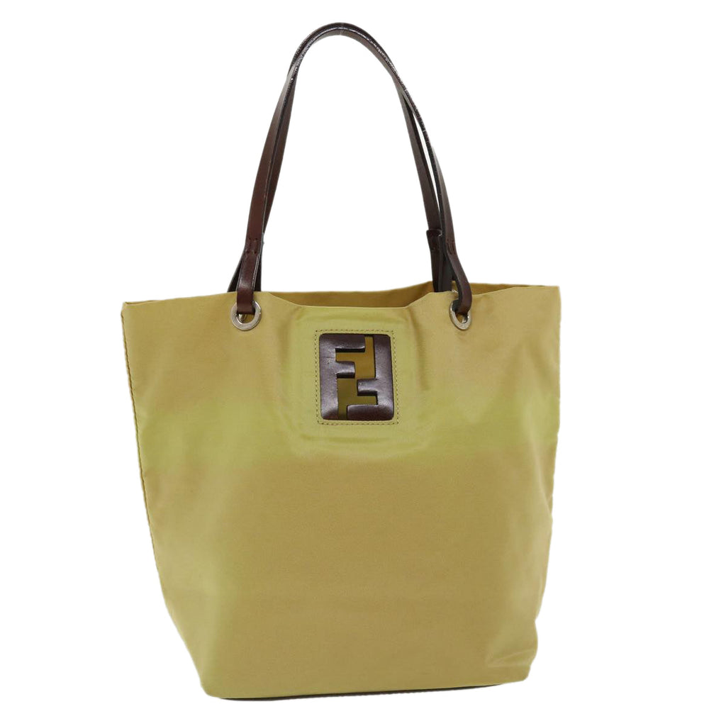 FENDI Tote Bag Nylon Leather Khaki ti665