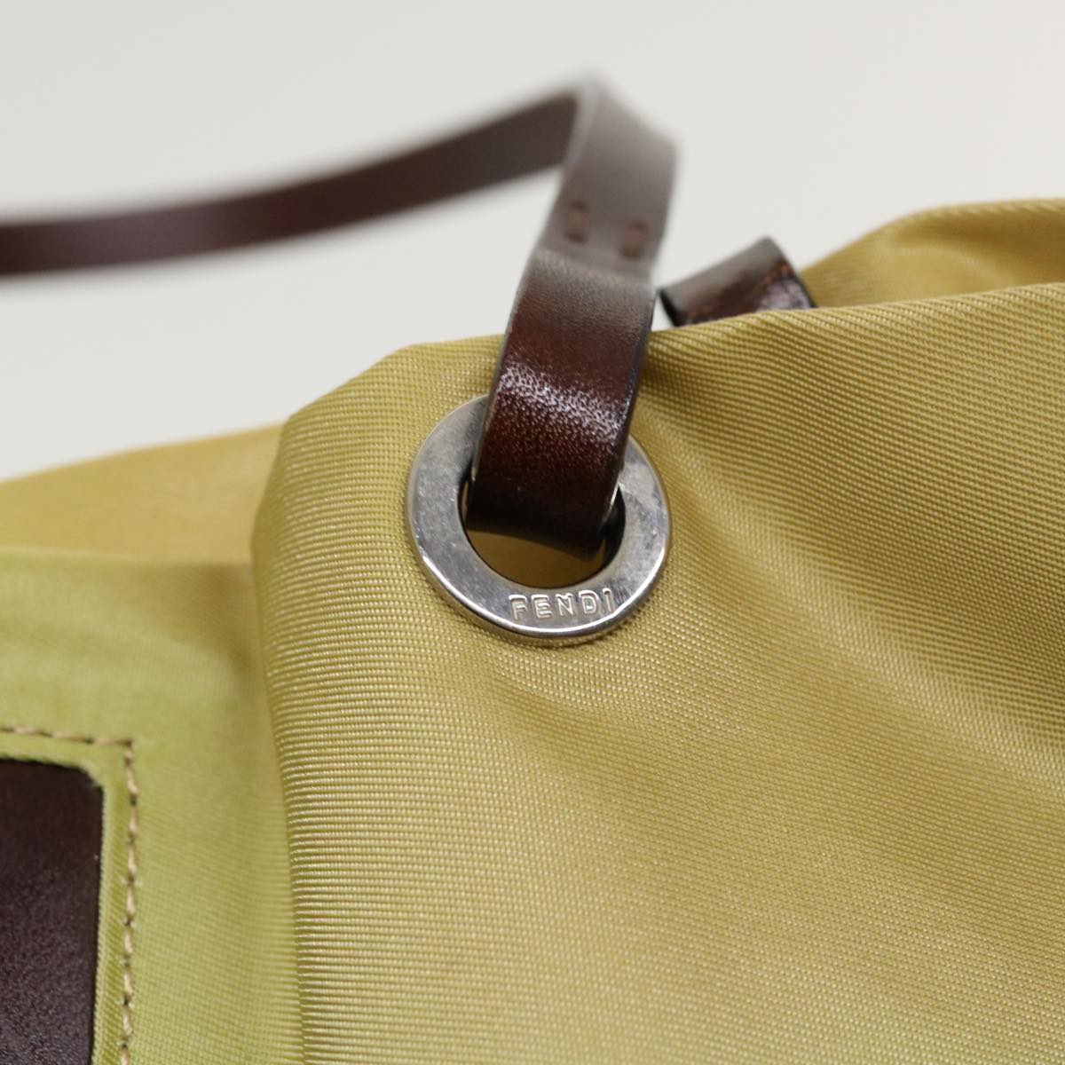 FENDI Tote Bag Nylon Leather Khaki ti665