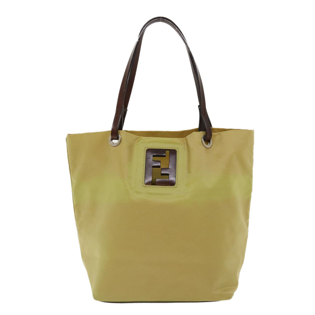 FENDI Tote Bag Nylon Leather Khaki ti665