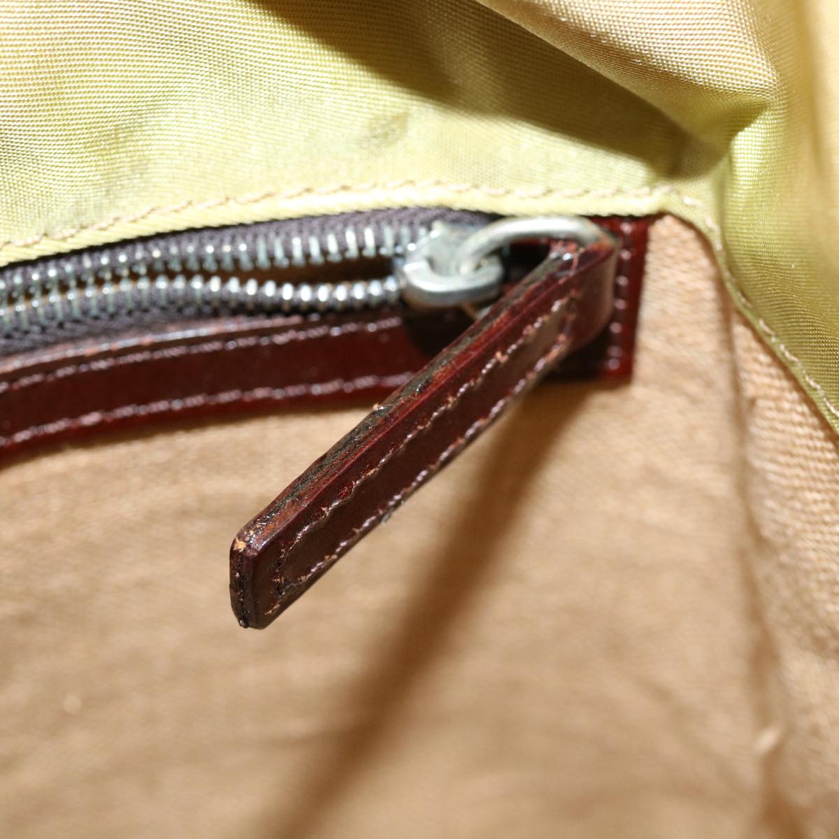 FENDI Tote Bag Nylon Leather Khaki ti665