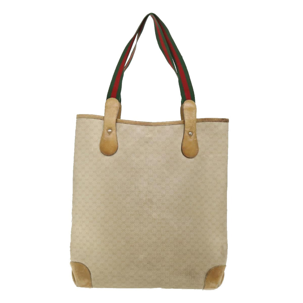GUCCI Micro GG Canvas Web Sherry Line Tote Bag Beige Red 29040223 ti672