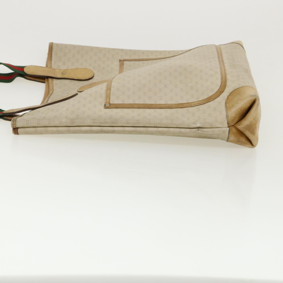 GUCCI Micro GG Canvas Web Sherry Line Tote Bag Beige Red 29040223 ti672