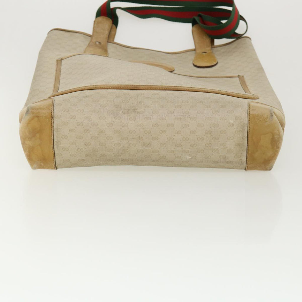 GUCCI Micro GG Canvas Web Sherry Line Tote Bag Beige Red 29040223 ti672