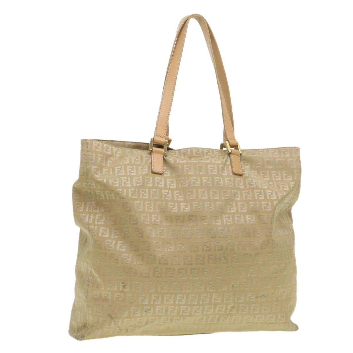 FENDI Zucchino Canvas Shoulder Bag Beige ti732