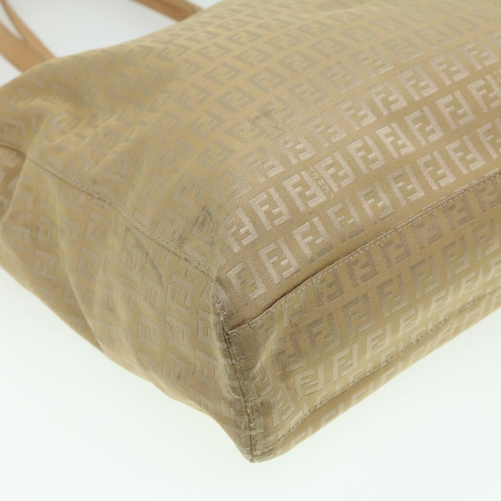 FENDI Zucchino Canvas Shoulder Bag Beige ti732