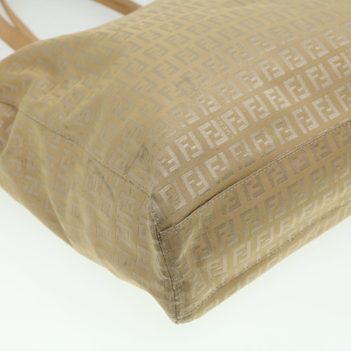 FENDI Zucchino Canvas Shoulder Bag Beige ti732