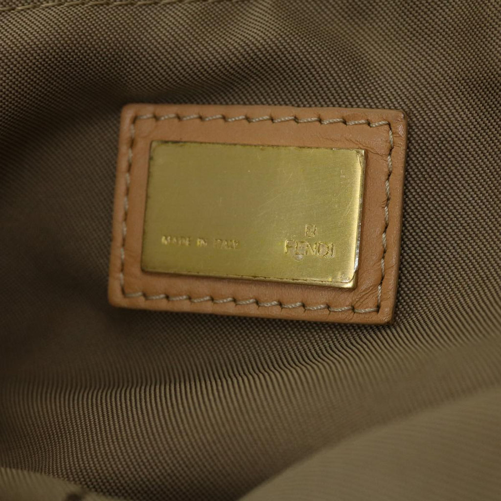 FENDI Zucchino Canvas Shoulder Bag Beige ti732