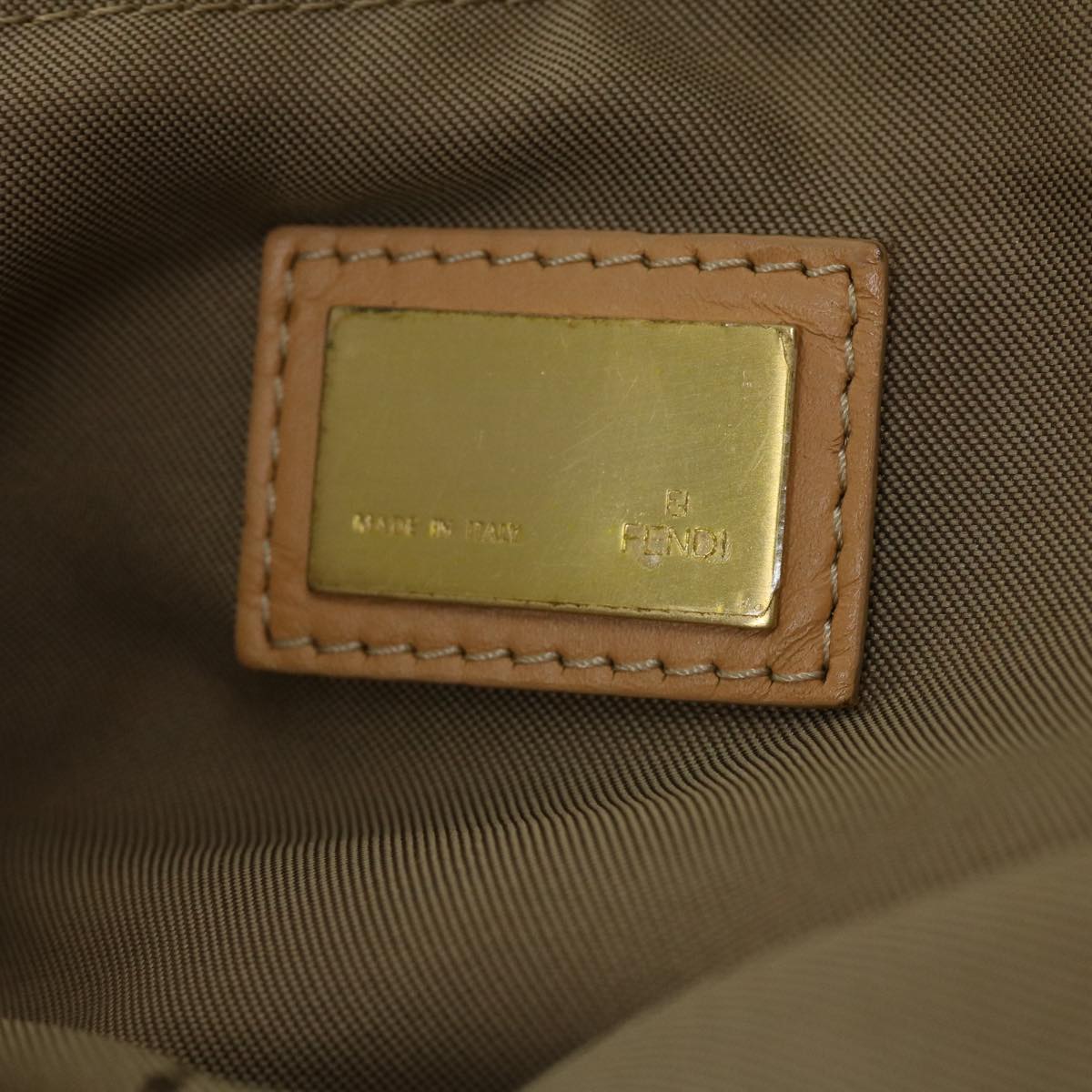 FENDI Zucchino Canvas Shoulder Bag Beige ti732