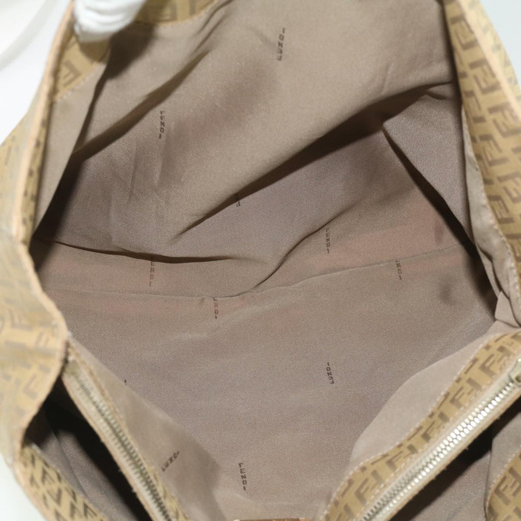 FENDI Zucchino Canvas Shoulder Bag Beige ti732