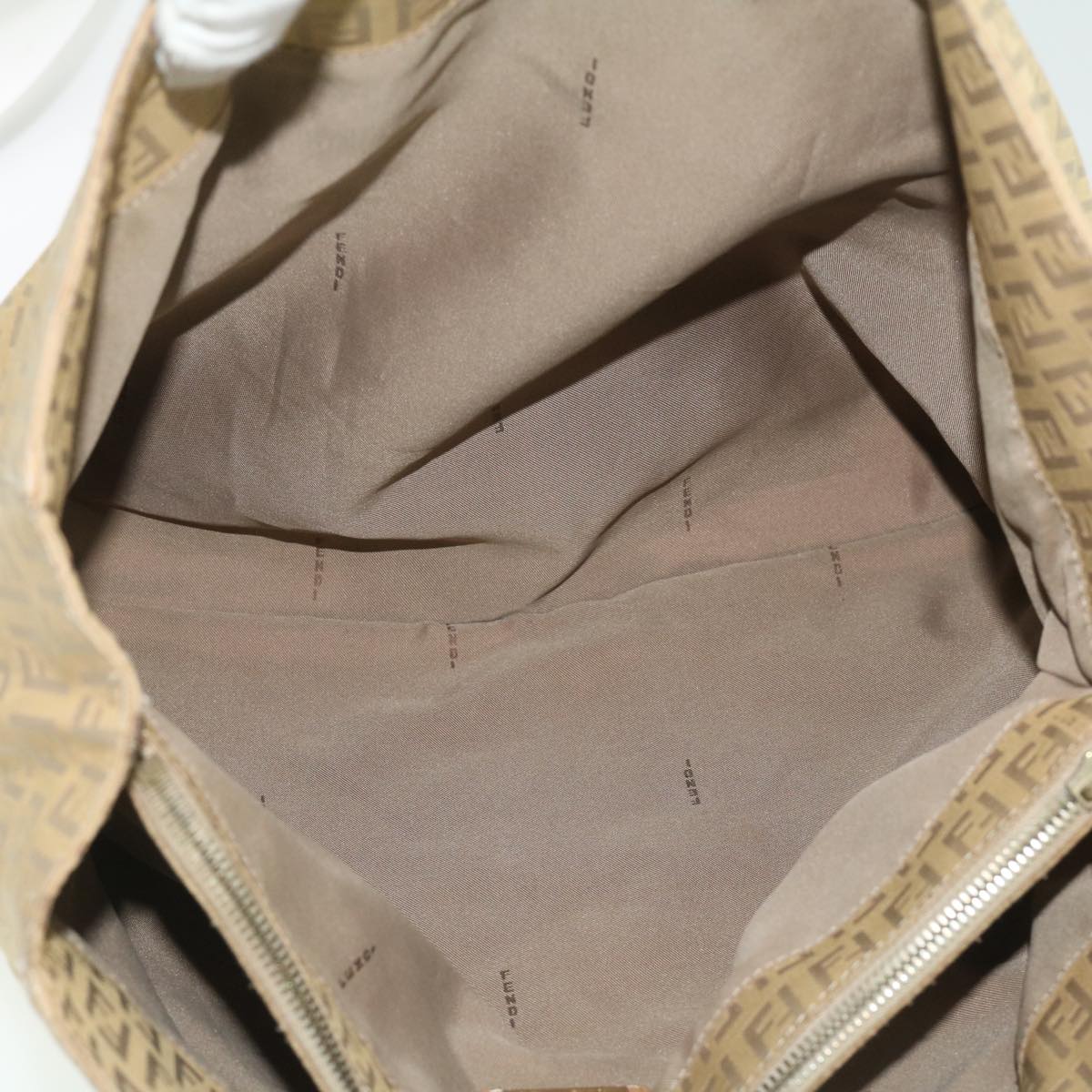 FENDI Zucchino Canvas Shoulder Bag Beige ti732