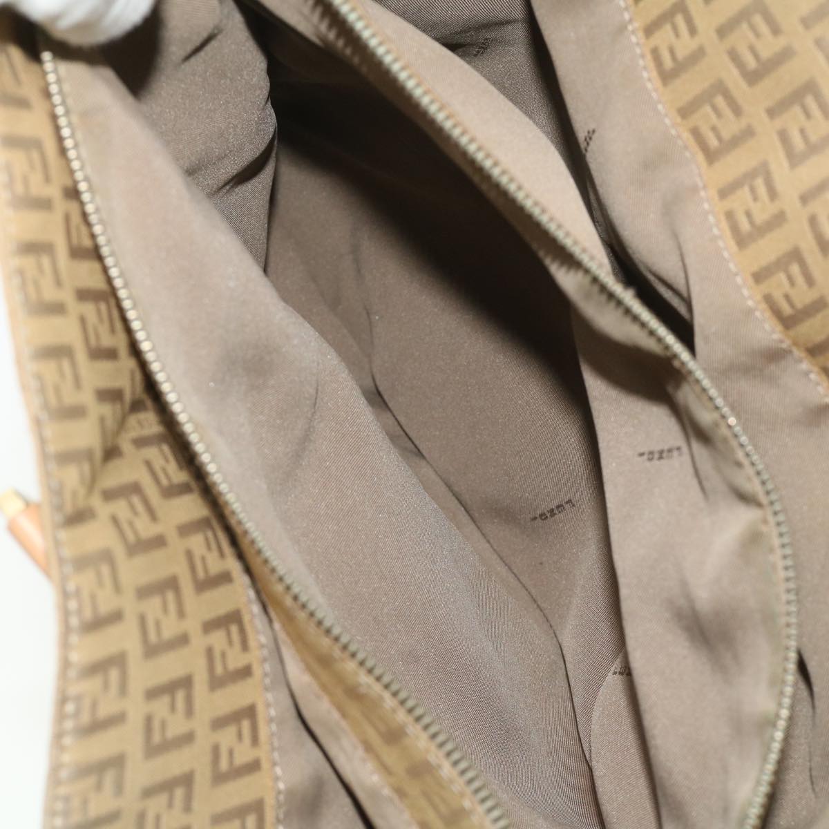 FENDI Zucchino Canvas Shoulder Bag Beige ti732