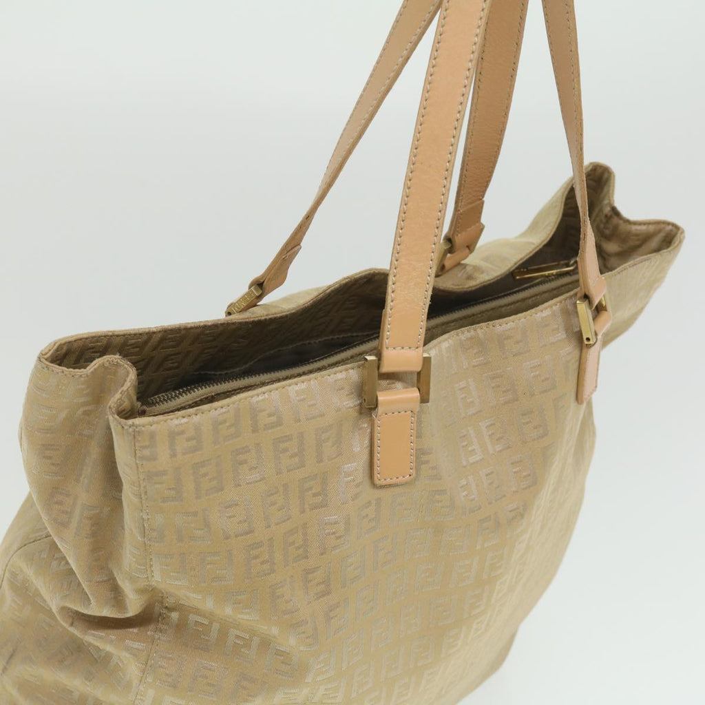 FENDI Zucchino Canvas Shoulder Bag Beige ti732