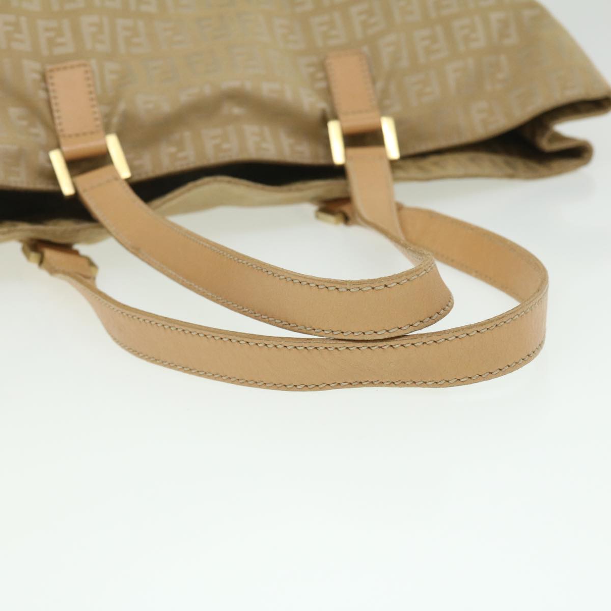 FENDI Zucchino Canvas Shoulder Bag Beige ti732