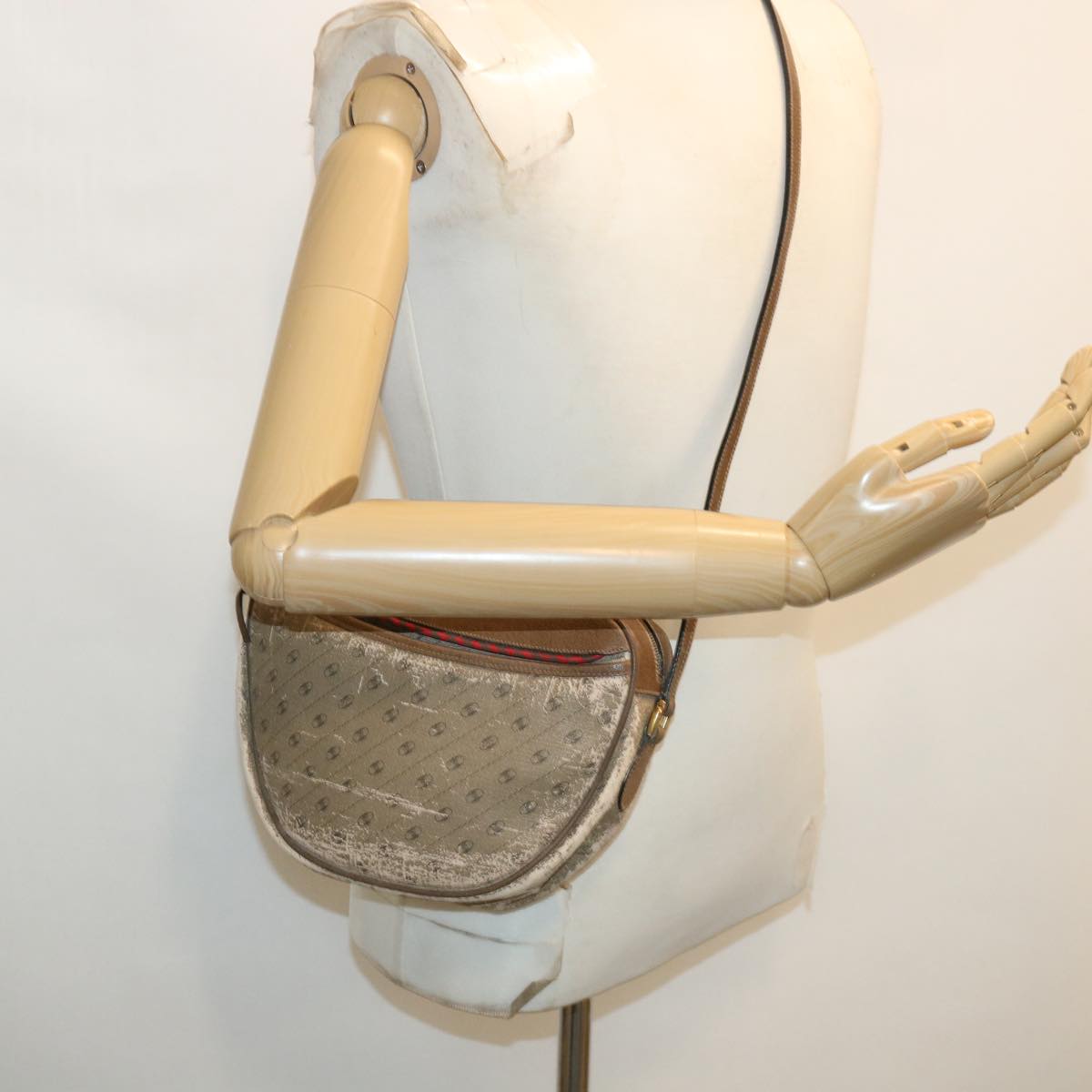 GUCCI Shoulder Bag PVC Leather 2Set Beige ti780
